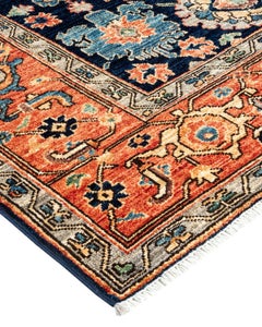 Serapi, One-of-a-kind Hand Knotted Runner Rug, Blue