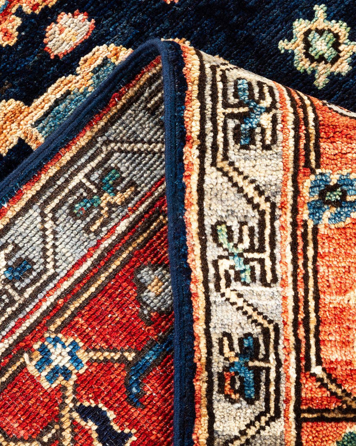 XXIe siècle et contemporain Serapi, tapis de course unique noué à la main, bleu en vente