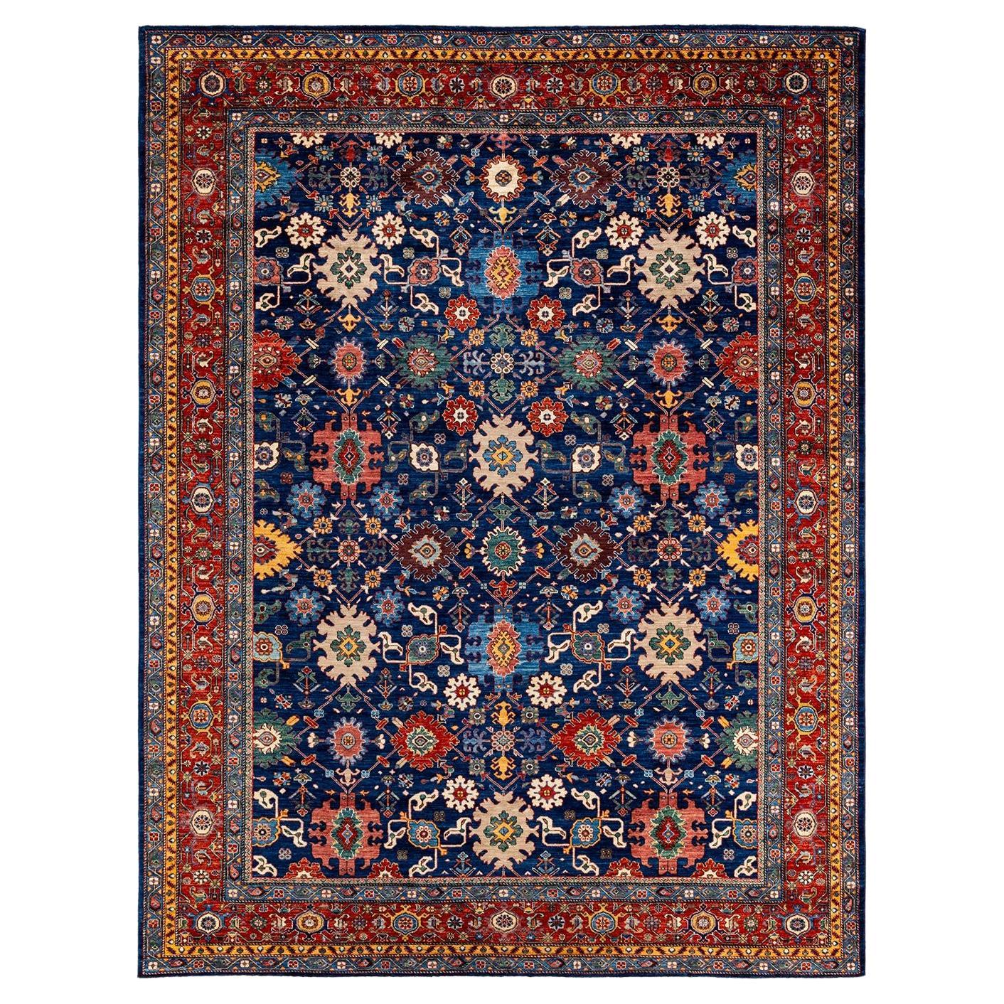 Serapi, One-of-a-Kind Hand-Knotted Runner Rug, Blue