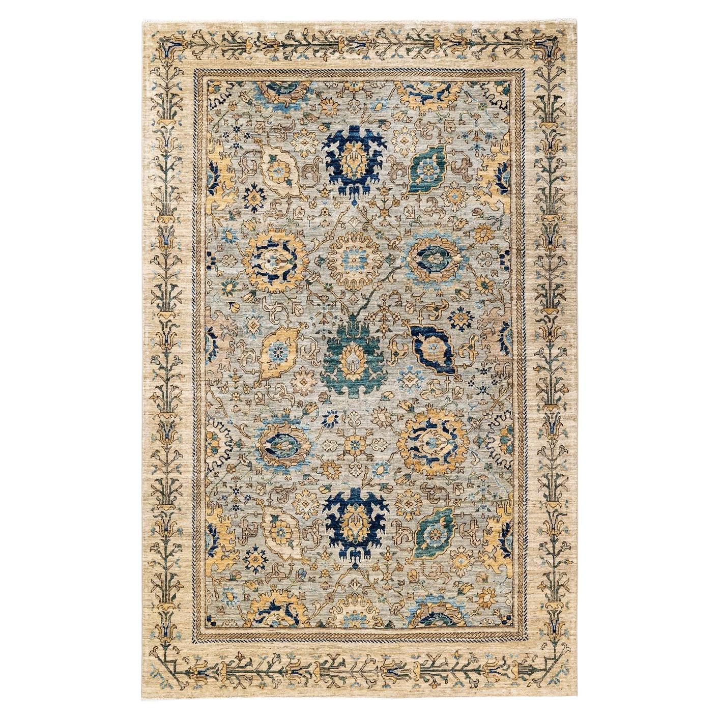 Serapi, One-of-a-kind Hand Knotted Runner Rug, Gray,  For Sale