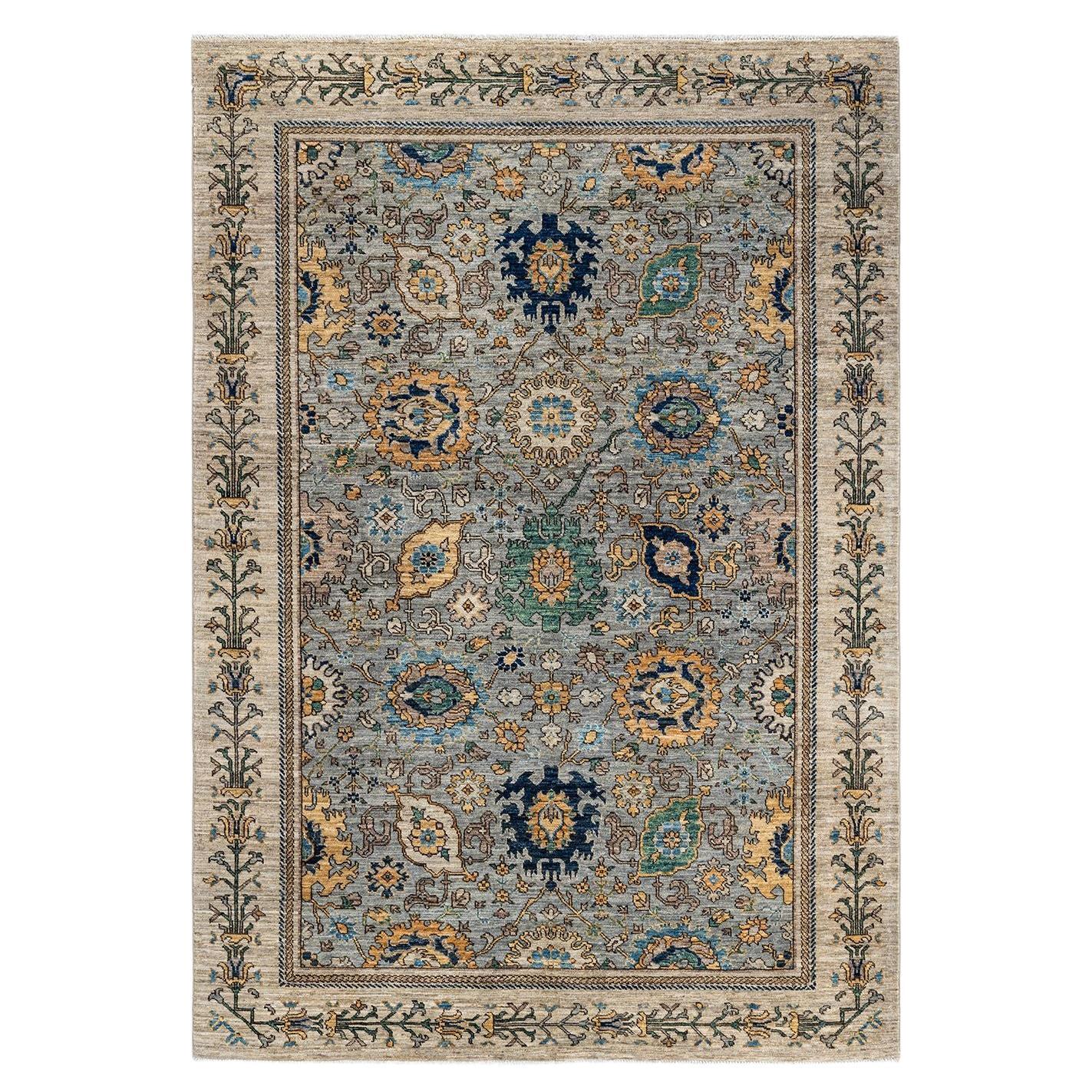 Serapi, One-of-a-kind Hand-Knotted Runner Rug, Gray For Sale