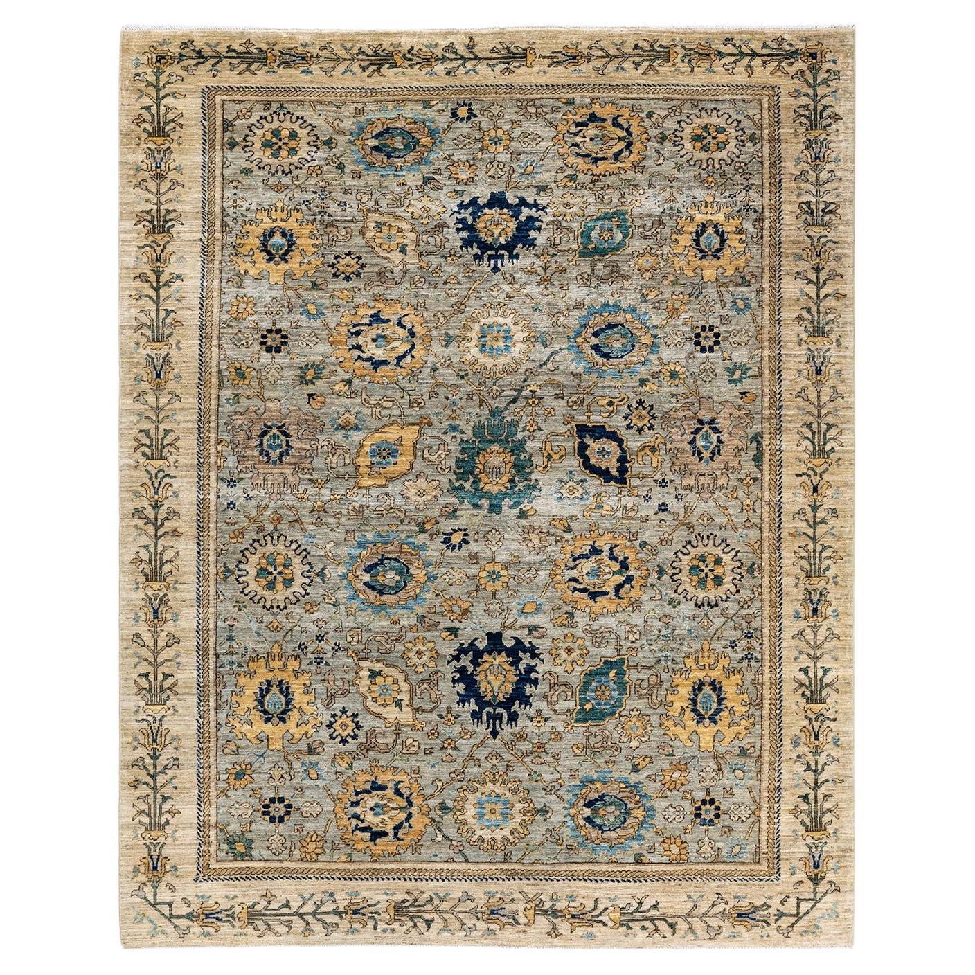 Serapi, One-of-a-kind hand knotted Runner Rug, Gray For Sale