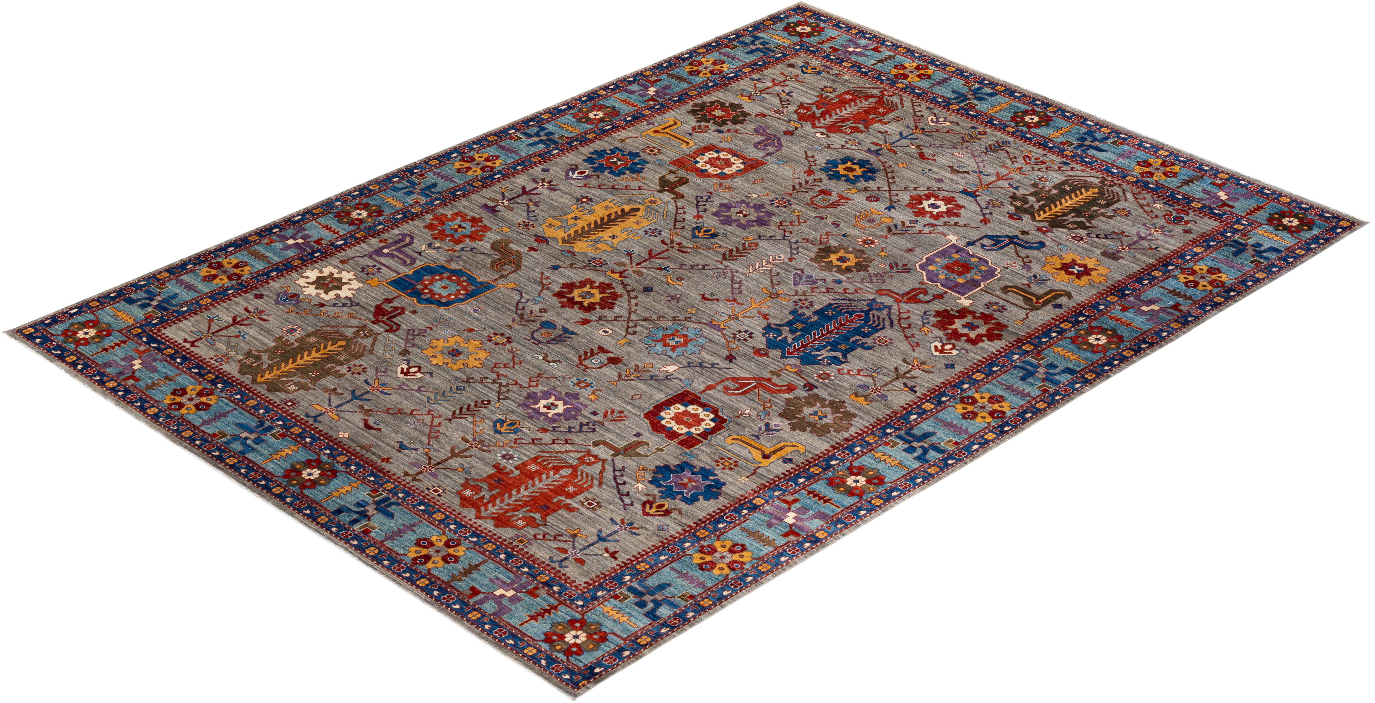 Serapi, One of a Kind Hand-Knotted Runner Rug, Gray In New Condition For Sale In Norwalk, CT