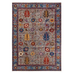 Serapi, One of a Kind Hand-Knotted Runner Rug, Gray