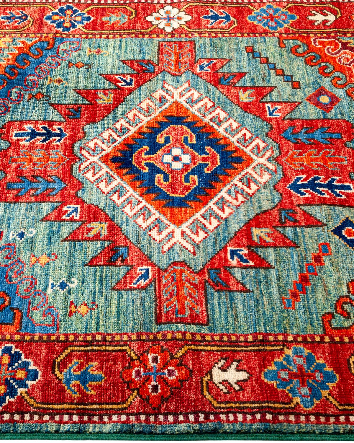 Serapi, One-of-a-Kind Hand-Knotted Runner Rug, Green In New Condition For Sale In Norwalk, CT