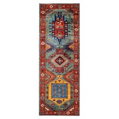Serapi, One-of-a-Kind Hand-Knotted Runner Rug, Green
