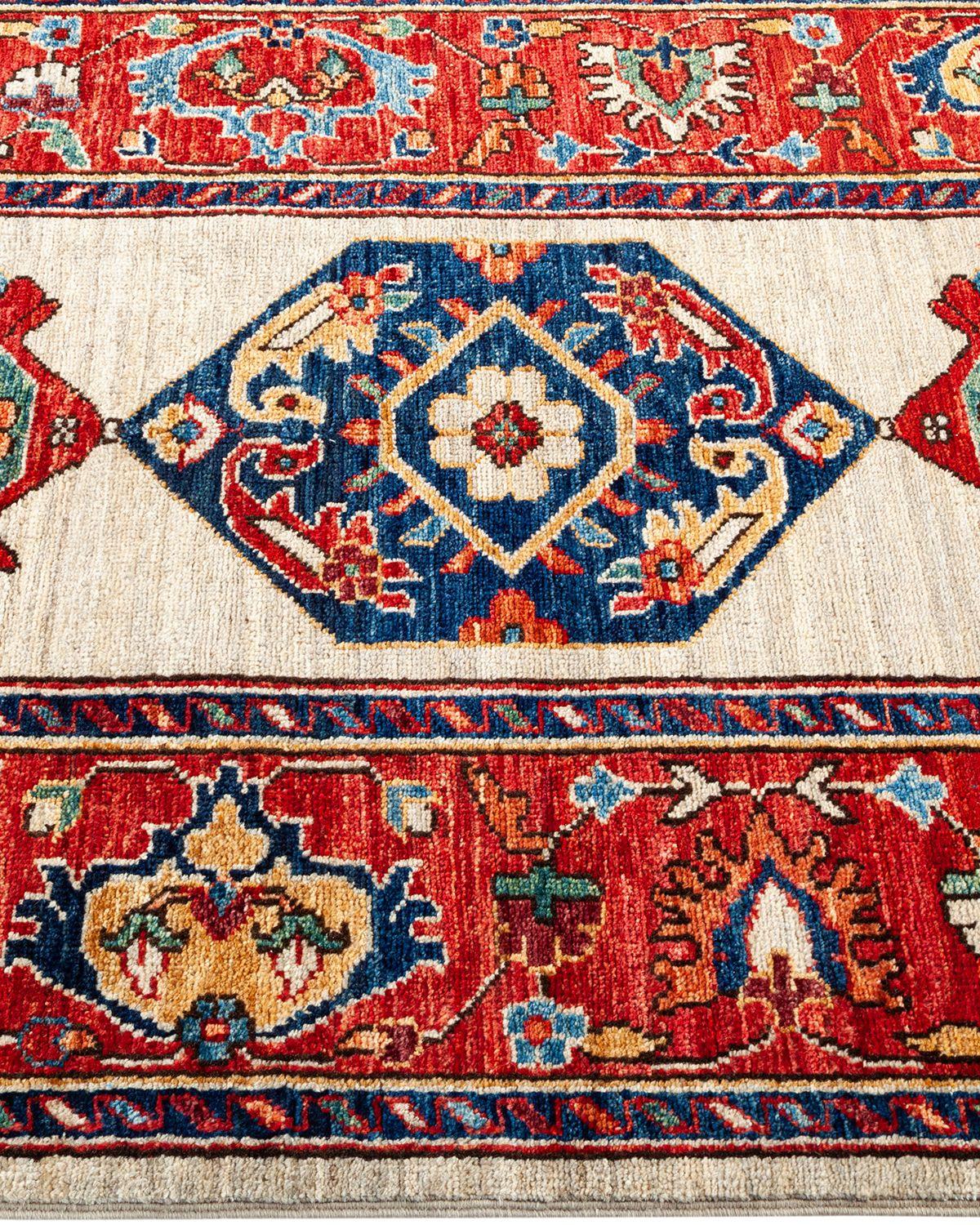 Pakistani Serapi, One-of-a-kind Hand Knotted Runner Rug, Ivory