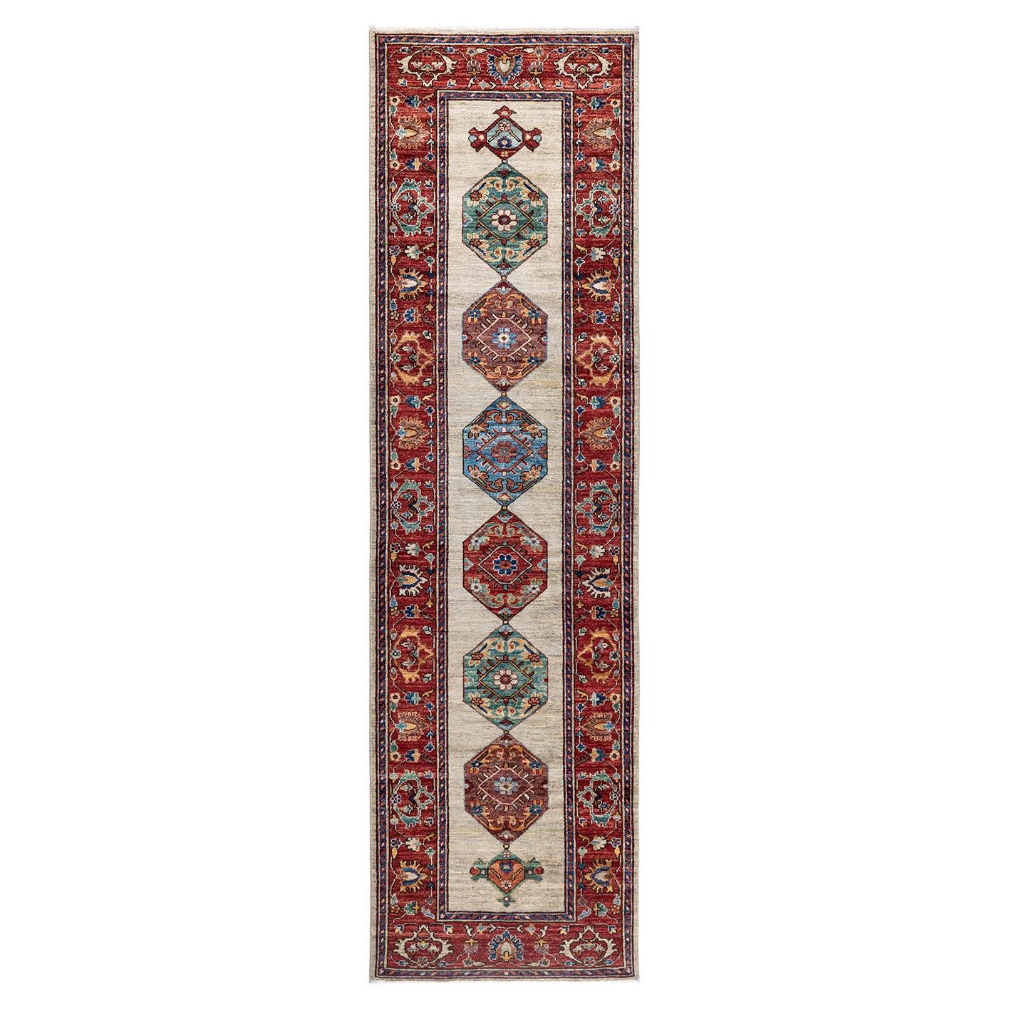 Serapi, One-of-a-kind Hand Knotted Runner Rug, Ivory