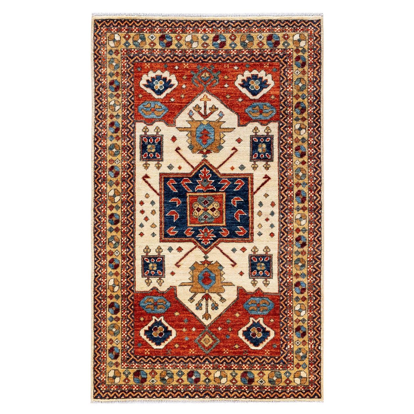 Serapi, One-of-a-kind Hand Knotted Runner Rug, Ivory For Sale