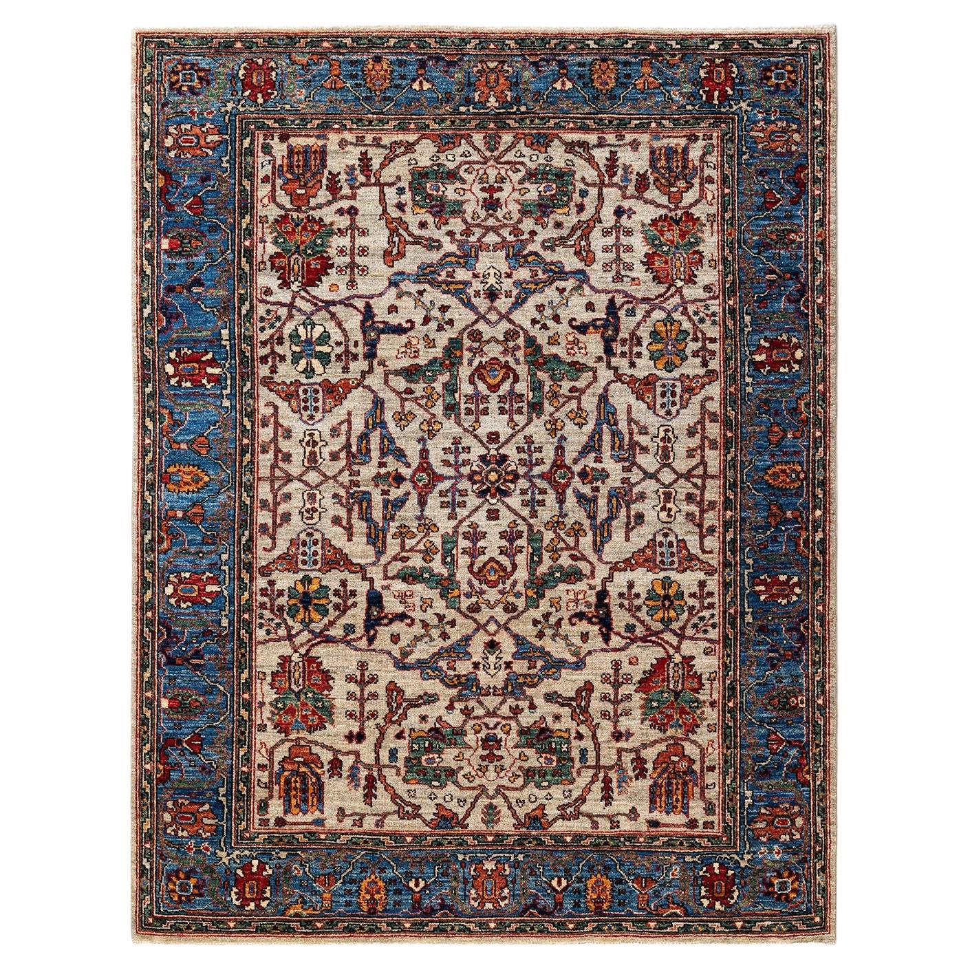 Serapi, One-of-a-kind hand knotted Runner Rug, Ivory For Sale