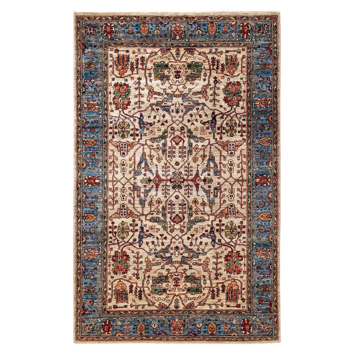 Serapi, One-of-a-Kind Hand Knotted Runner Rug, Ivory