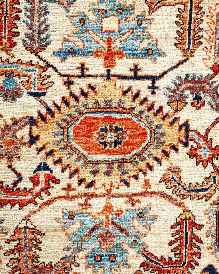 Tribal Serapi, One-of-a-kind hand knotted Runner Rug, Ivory For Sale