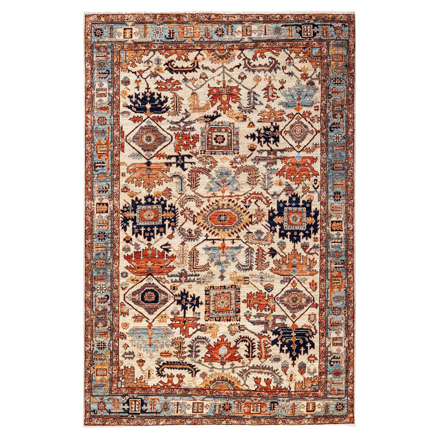 Serapi, One-of-a-kind hand knotted Runner Rug, Ivory