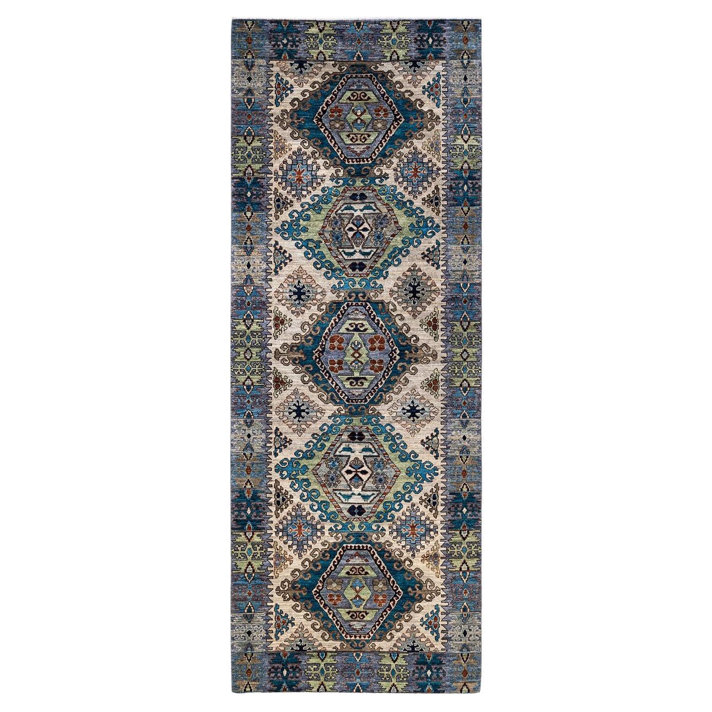 Serapi, One-of-a-Kind Hand-Knotted Runner Rug, Ivory For Sale