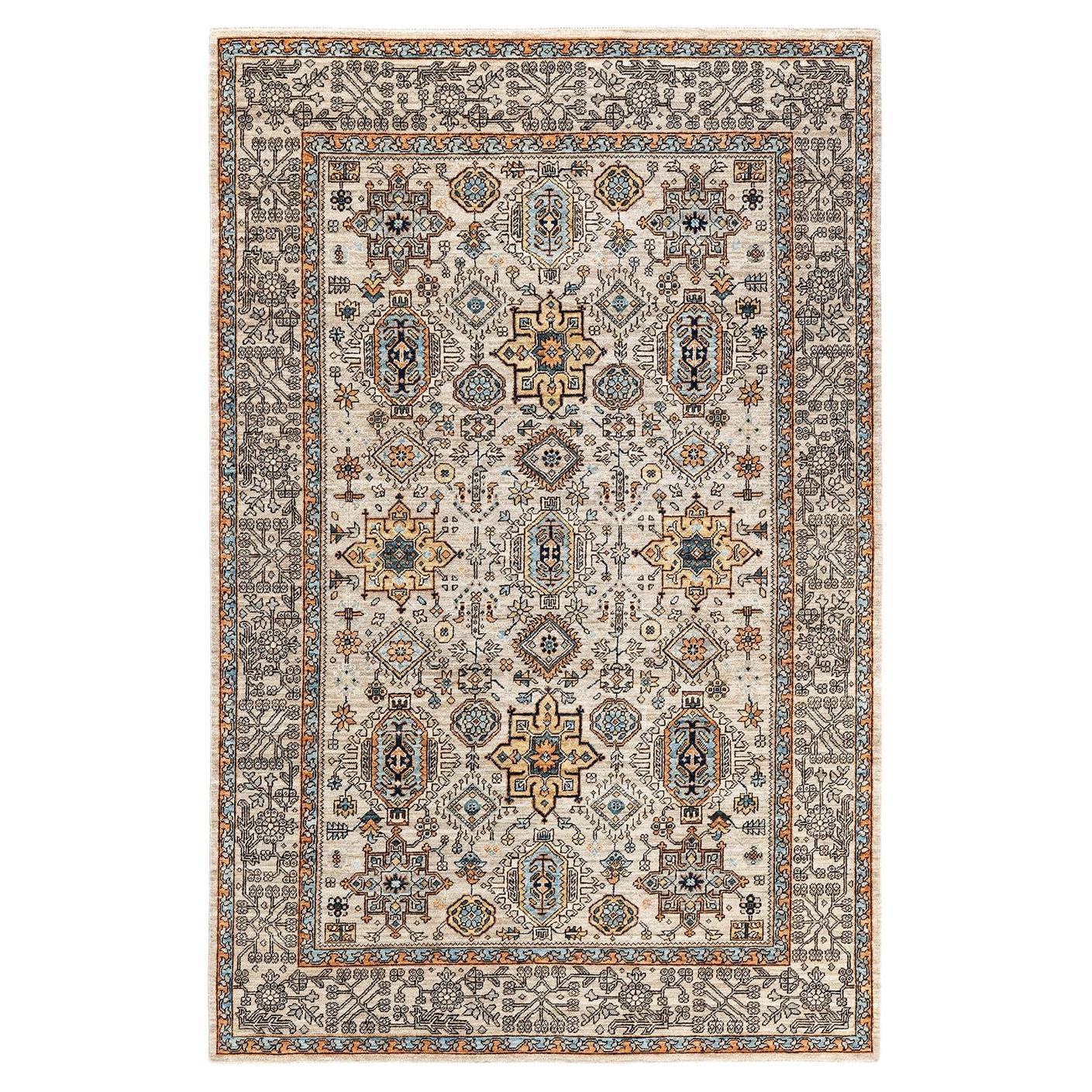 Serapi, One-of-a-kind Hand Knotted Runner Rug - Ivory, 5' 10" x 9' 0"