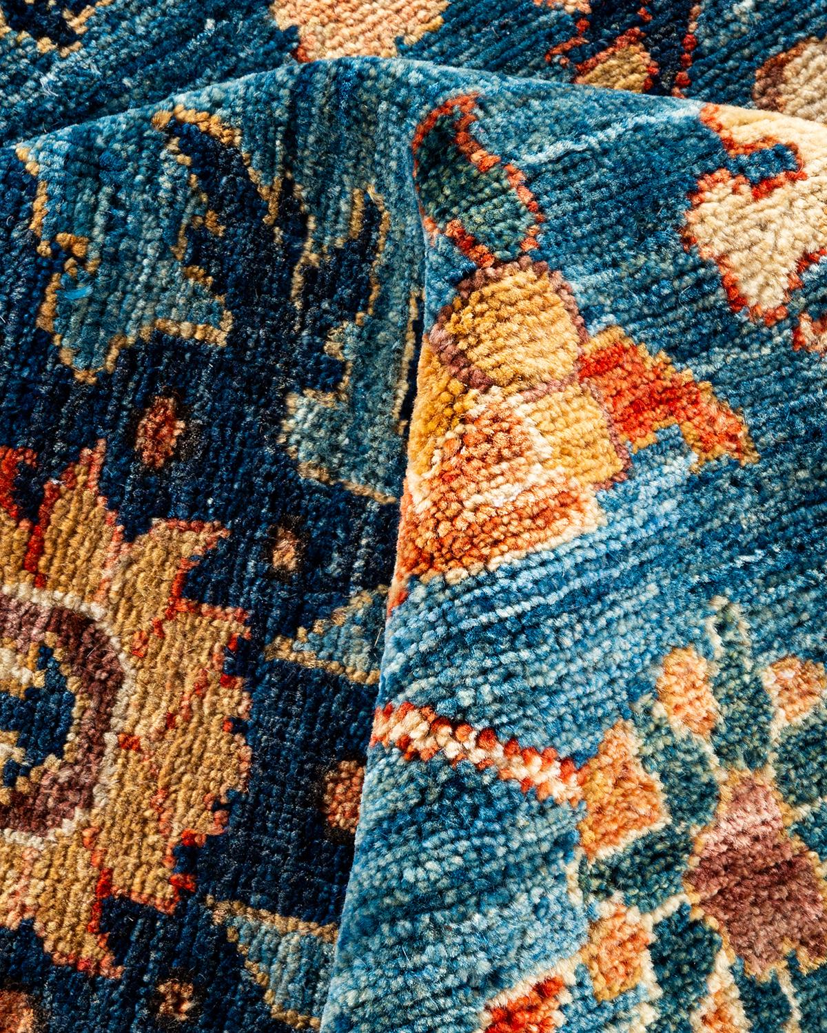 Serapi, One-of-a-Kind Hand-Knotted Runner Rug, Light Blue In New Condition For Sale In Norwalk, CT