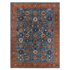 Serapi, One-of-a-Kind Hand-Knotted Runner Rug, Light Blue