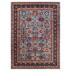 Serapi, One-of-a-Kind Hand-Knotted Runner Rug, Light Blue