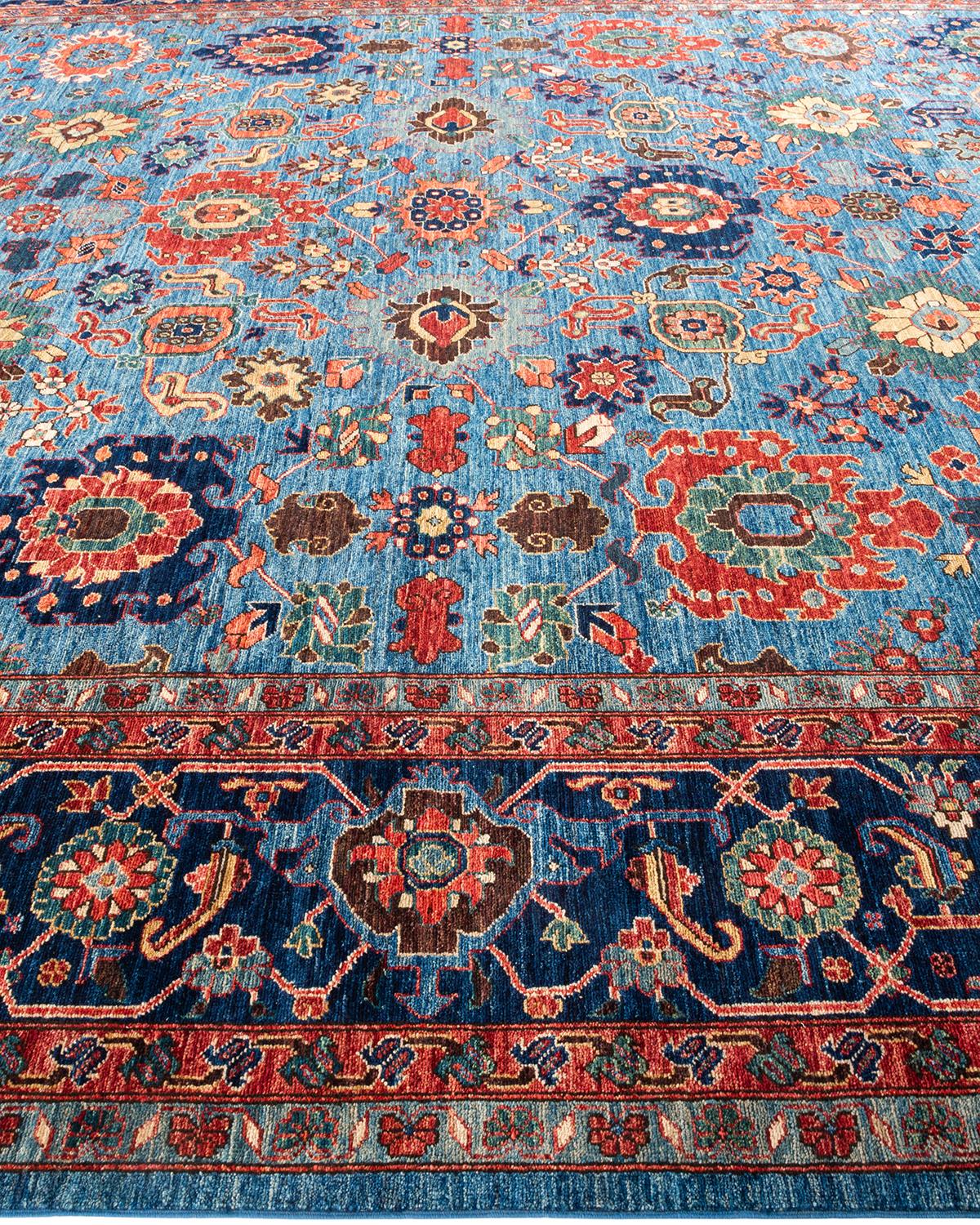 Serapi, One-of-a-kind Hand-Knotted Runner Rug, Light Blue 1