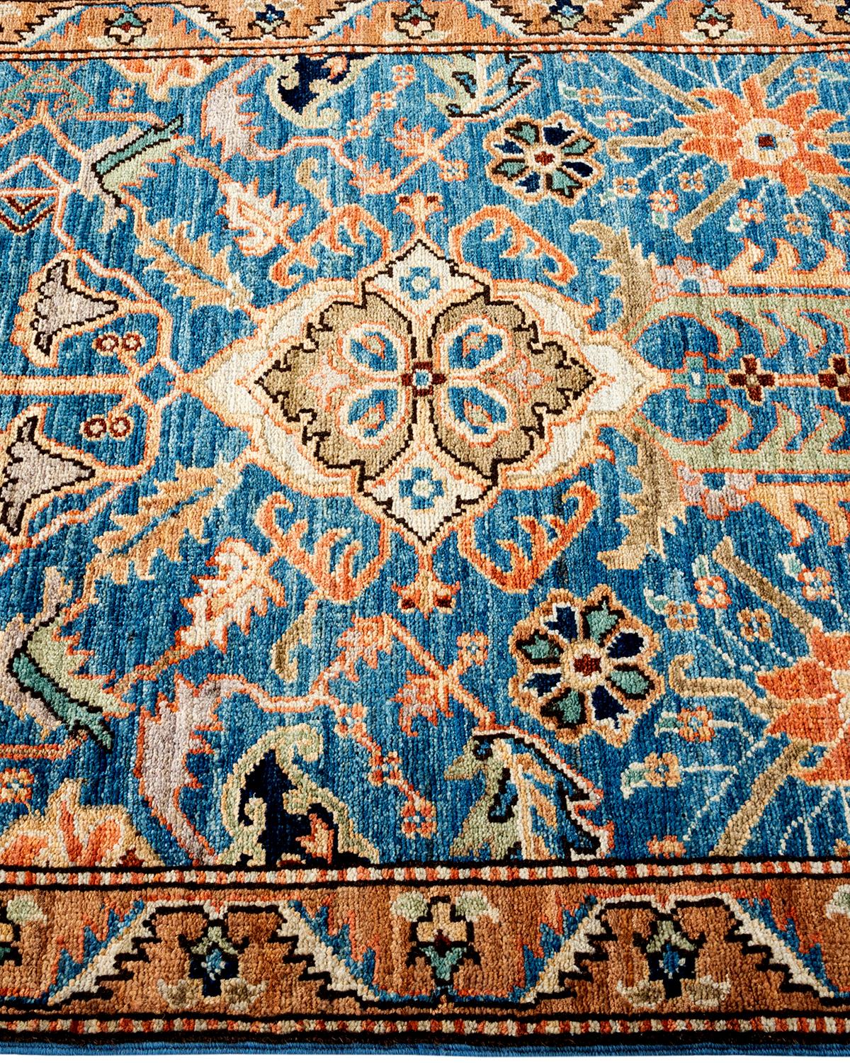 Serapi, One-of-a-kind Hand-Knotted Runner Rug, Light Blue In New Condition For Sale In Norwalk, CT