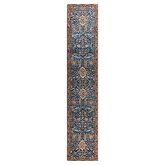 Serapi, One-of-a-kind Hand-Knotted Runner Rug, Light Blue
