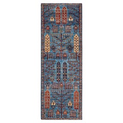 Serapi, One-of-a-kind Hand Knotted Runner Rug, Light Blue