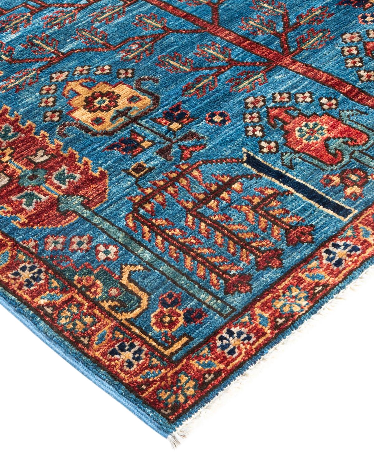 Serapi, One-of-a-kind hand knotted Runner Rug, Light Blue For Sale 1