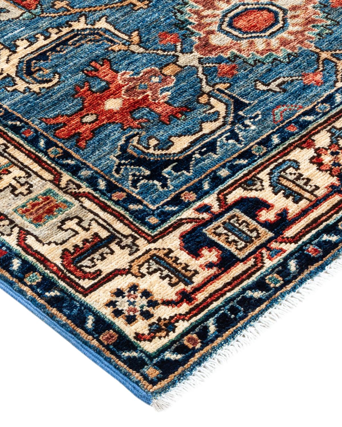 Serapi, One-of-a-kind Hand Knotted Runner Rug - Light Blue 1