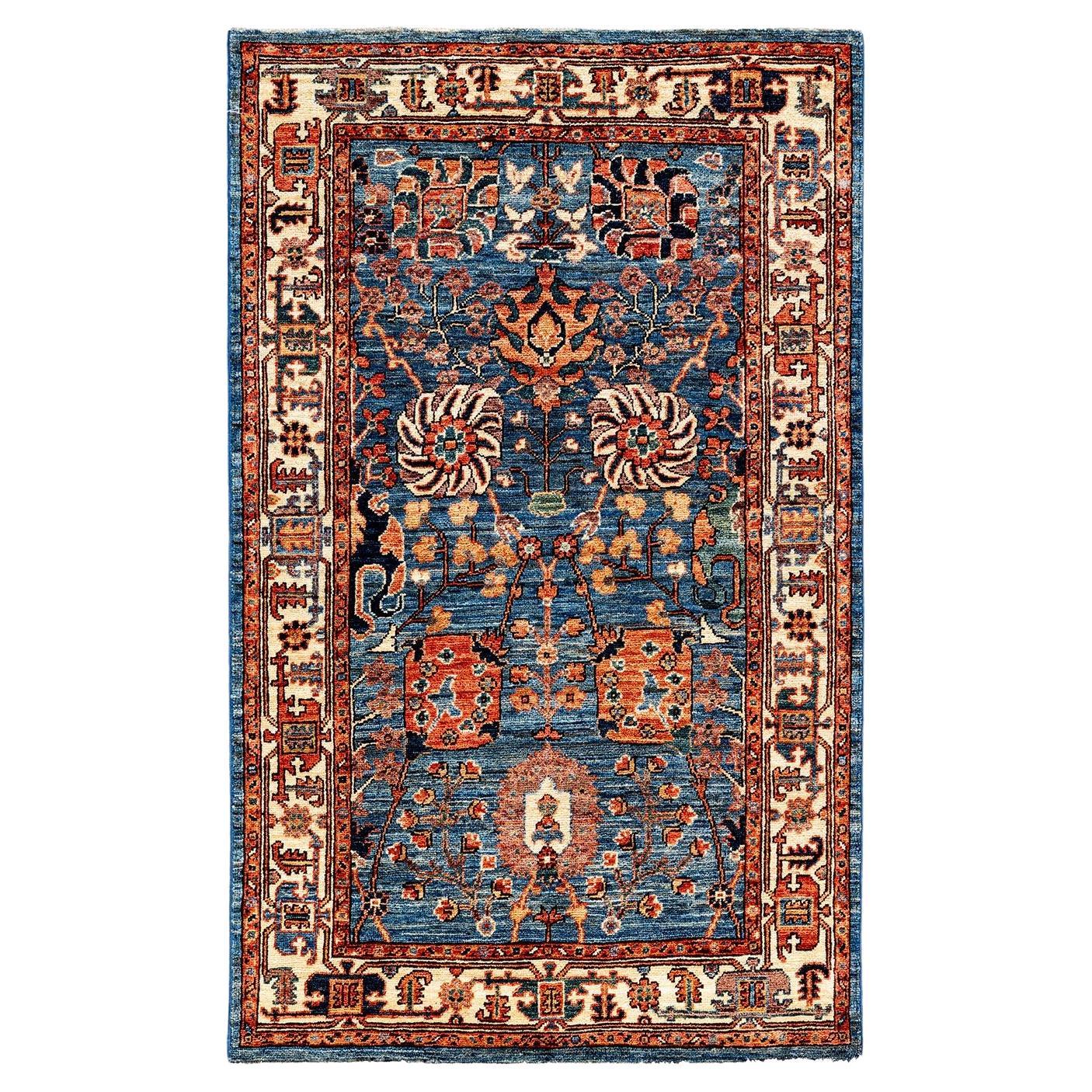 Serapi, Oneofakind HandKnotted Runner Rug, Light Blue For Sale at