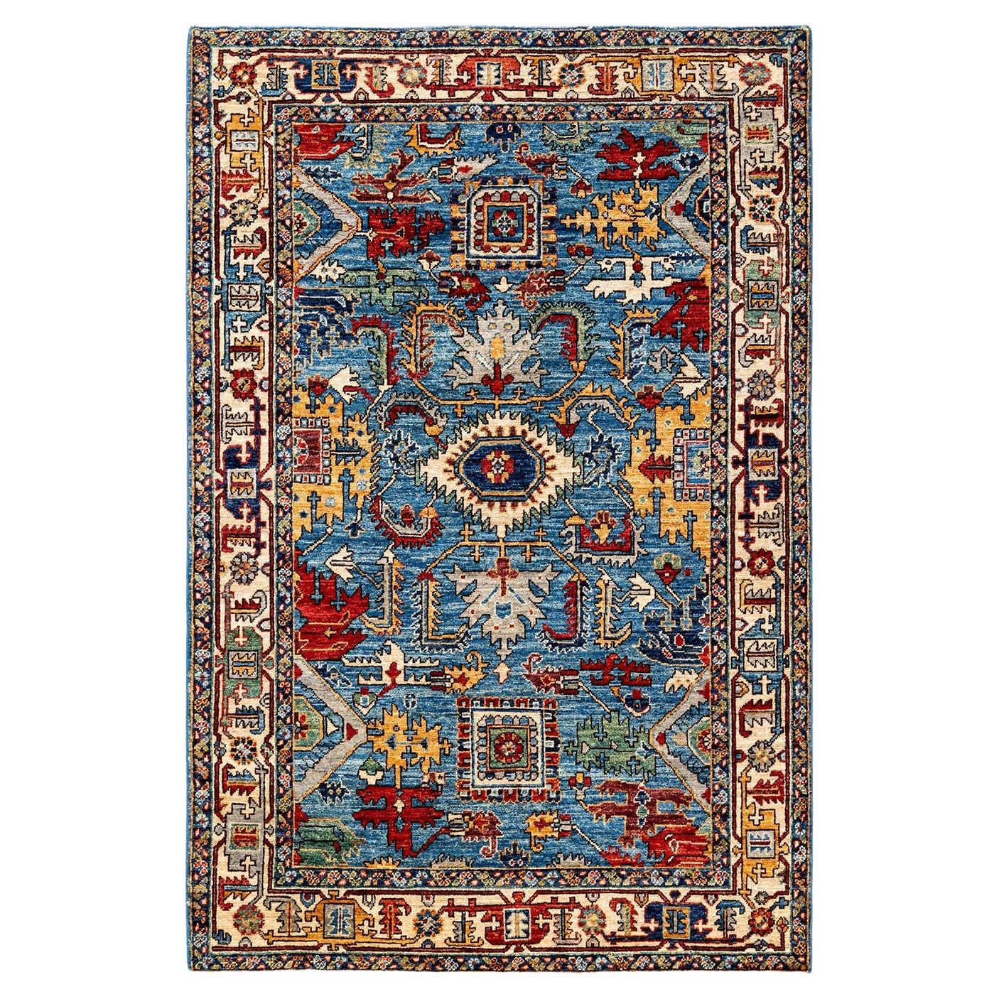 Serapi, Oneofakind HandKnotted Runner Rug, Light Blue For Sale at
