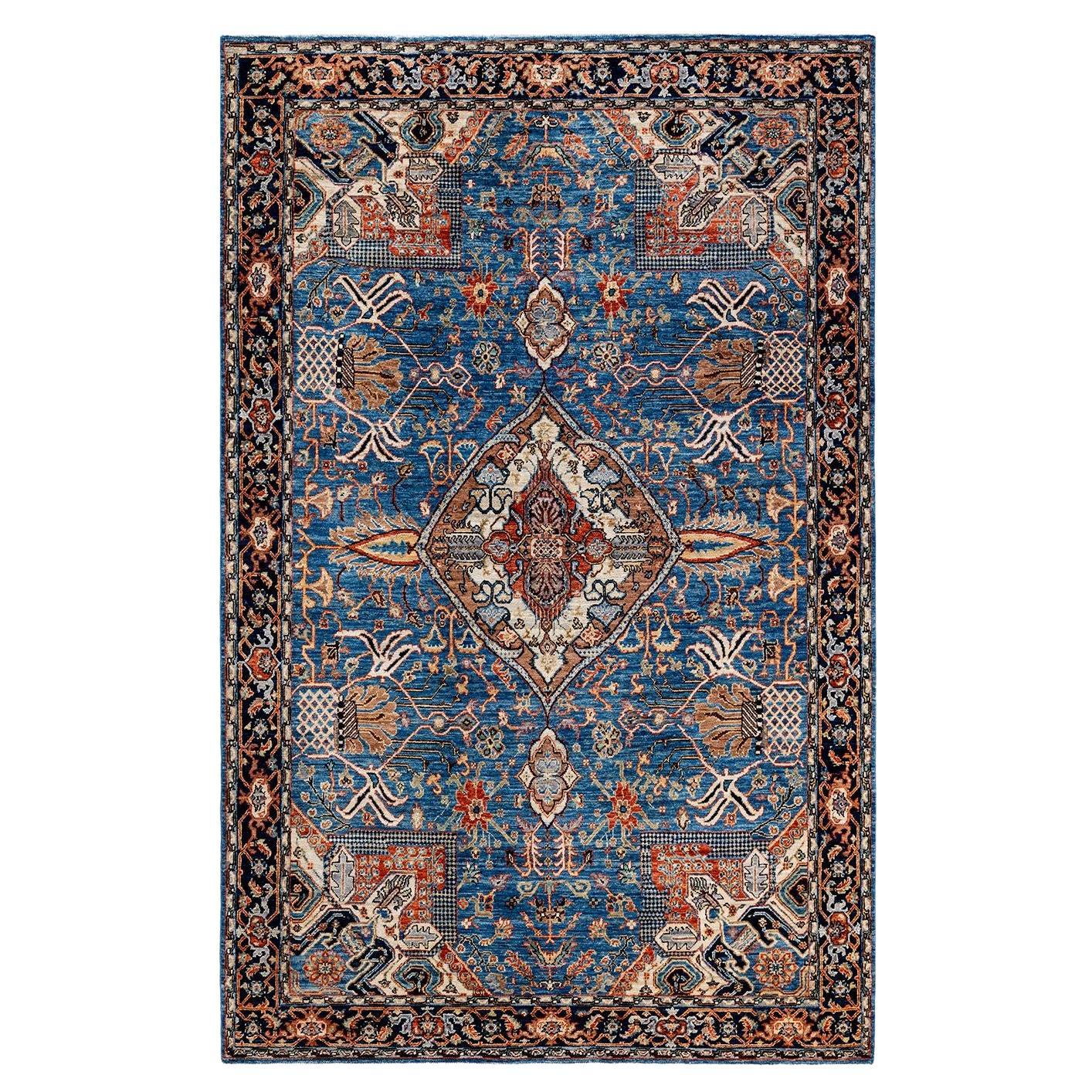 Serapi, One-of-a-kind hand knotted Runner Rug, Light Blue For Sale