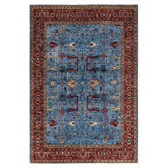 Serapi, One-of-a-Kind Hand Knotted Runner Rug, Light Blue