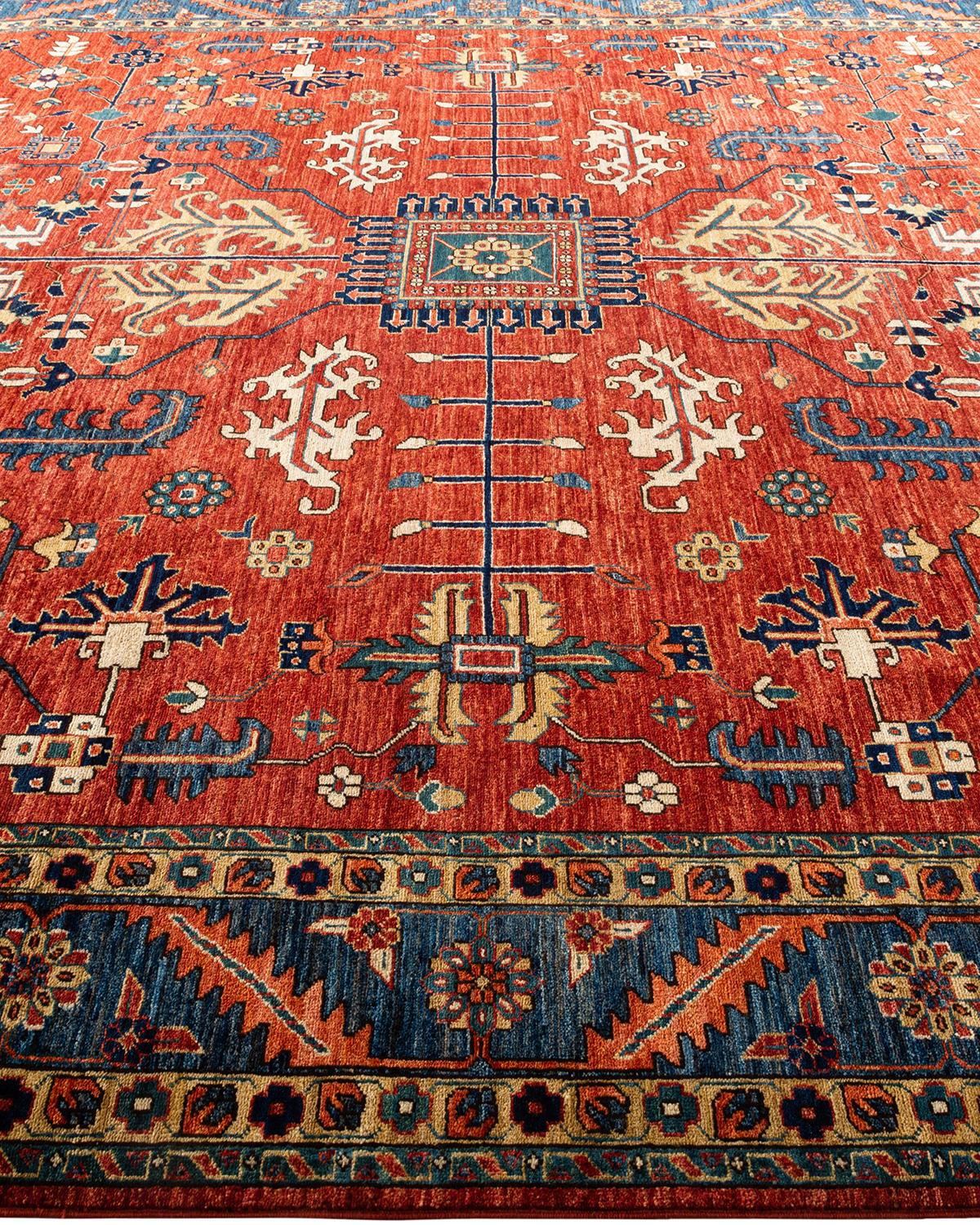 Serapi, One of a Kind Hand-Knotted Runner Rug, Orange For Sale 1