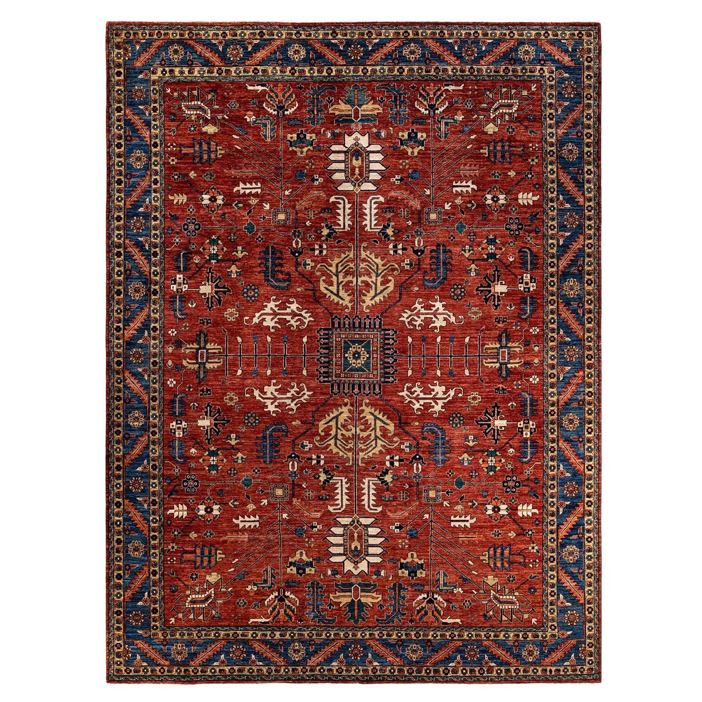 Serapi, One of a Kind Hand-Knotted Runner Rug, Orange For Sale