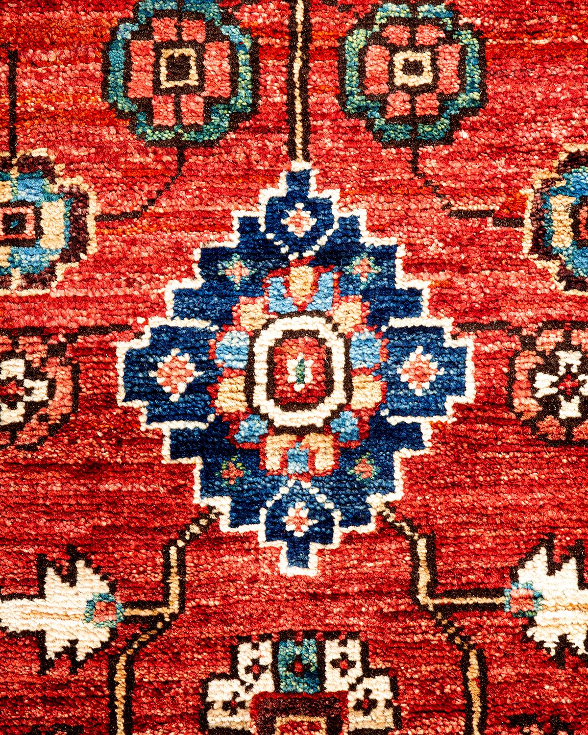 Contemporary Serapi, One-of-a-kind Hand Knotted Runner Rug, Orange For Sale