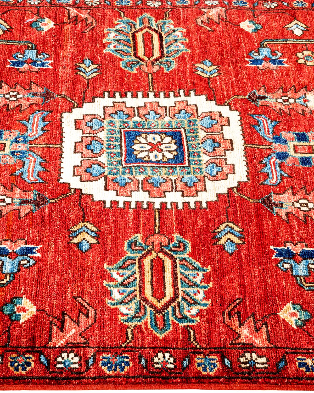 Wool Serapi, One-of-a-kind Hand Knotted Runner Rug, Orange For Sale