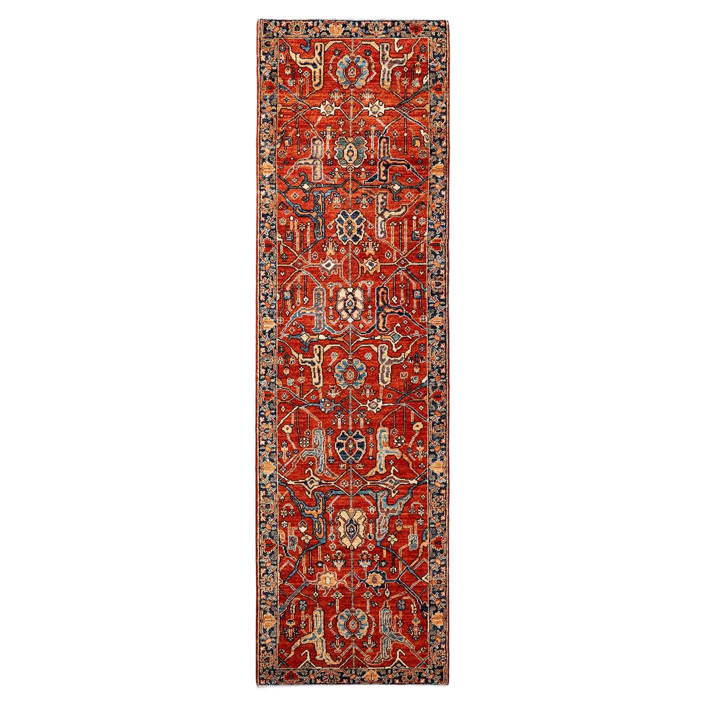 Serapi, One-of-a-Kind Hand Knotted Runner Rug - Orange For Sale