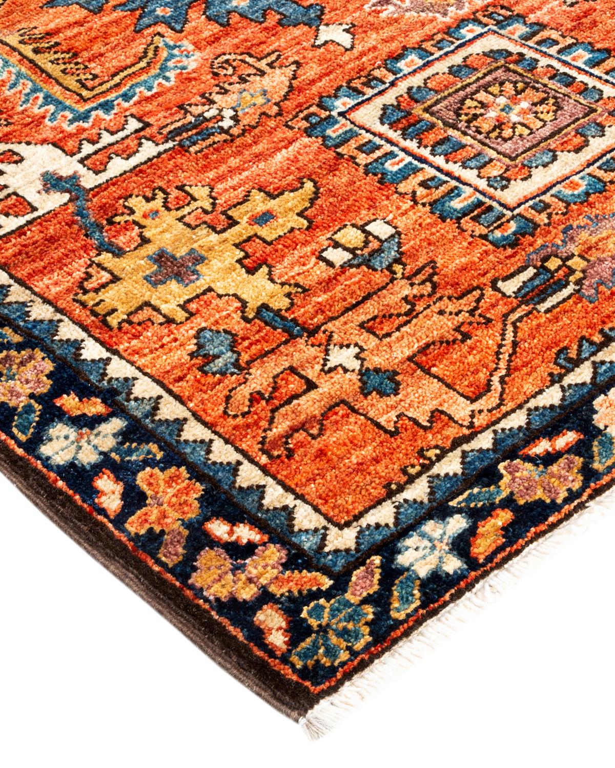 Serapi, One-of-a-kind Hand-Knotted Runner Rug, Orange For Sale 1