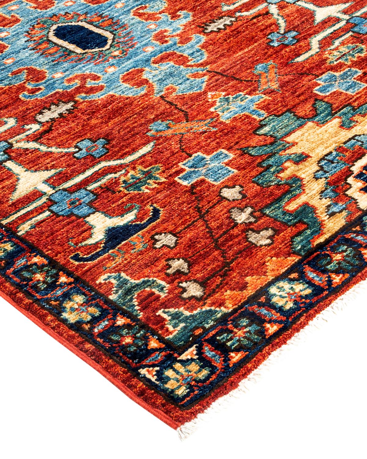 Serapi, One-of-a-kind Hand Knotted Runner Rug, Orange For Sale 1