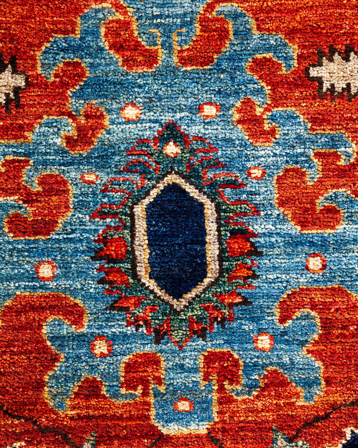 Wool Serapi, One-of-a-kind Hand-Knotted Runner Rug, Orange For Sale