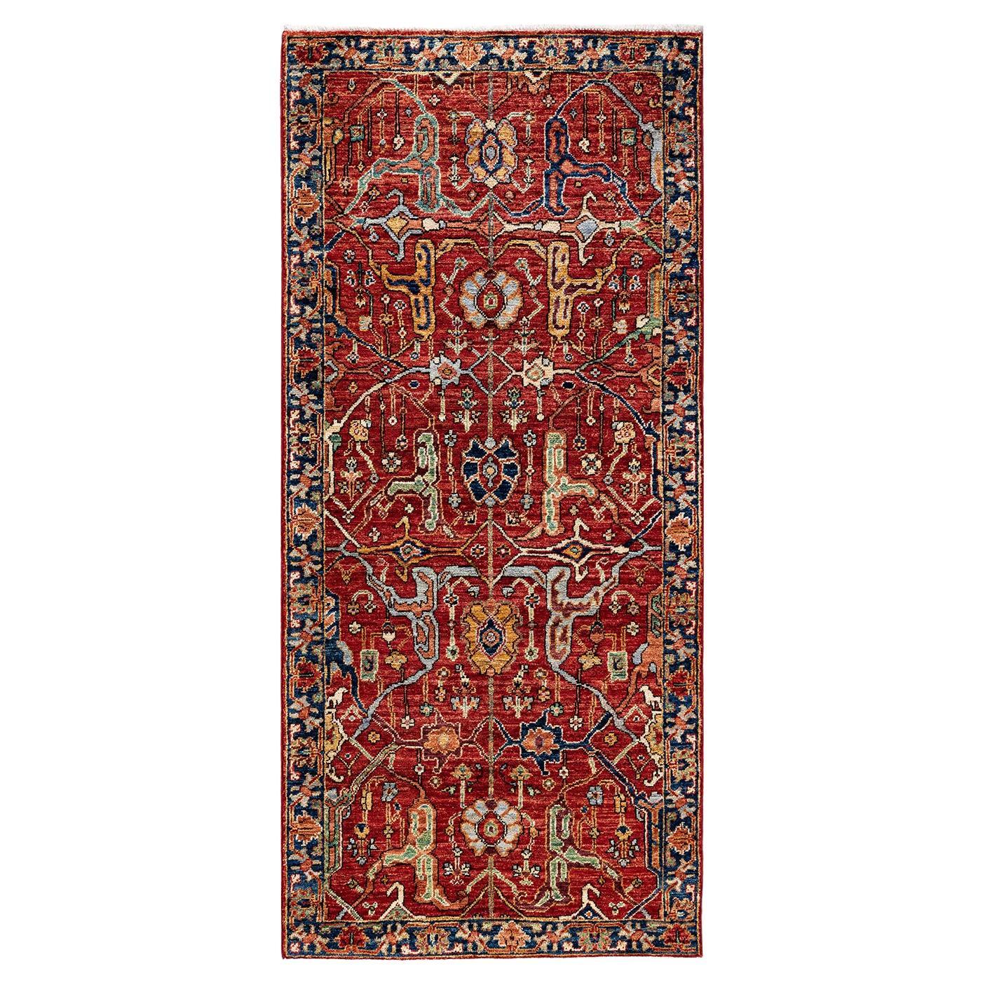 Serapi, One-of-a-kind Hand-Knotted Runner Rug, Orange For Sale