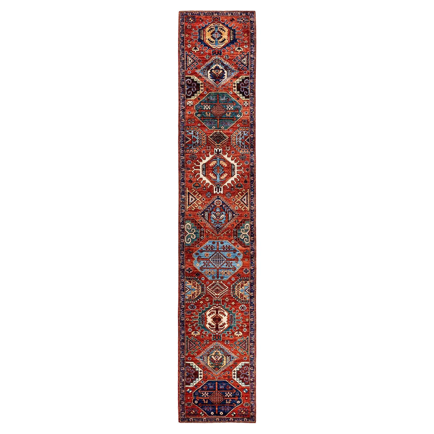 Serapi, One-of-a-kind Hand-Knotted Runner Rug, Orange For Sale