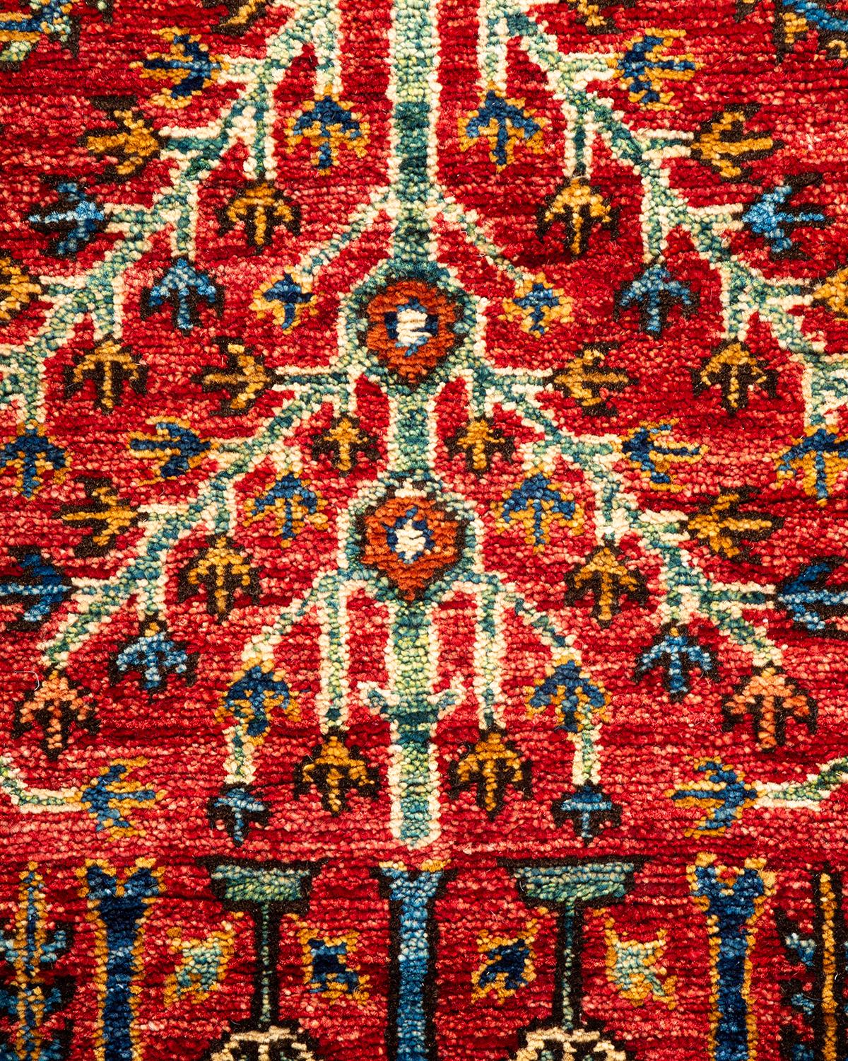 Wool Serapi, One-of-a-Kind Hand-Knotted Runner Rug, Orange For Sale
