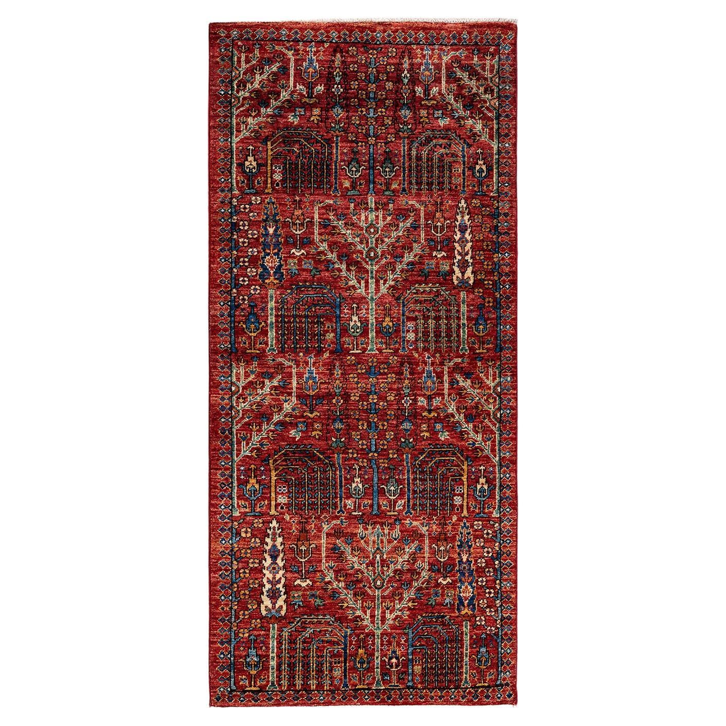 Serapi, One-of-a-Kind Hand-Knotted Runner Rug, Orange For Sale