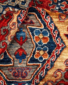 Serapi, One-of-a-Kind Hand Knotted Runner Rug, Orange, 3' 2" x 14' 2