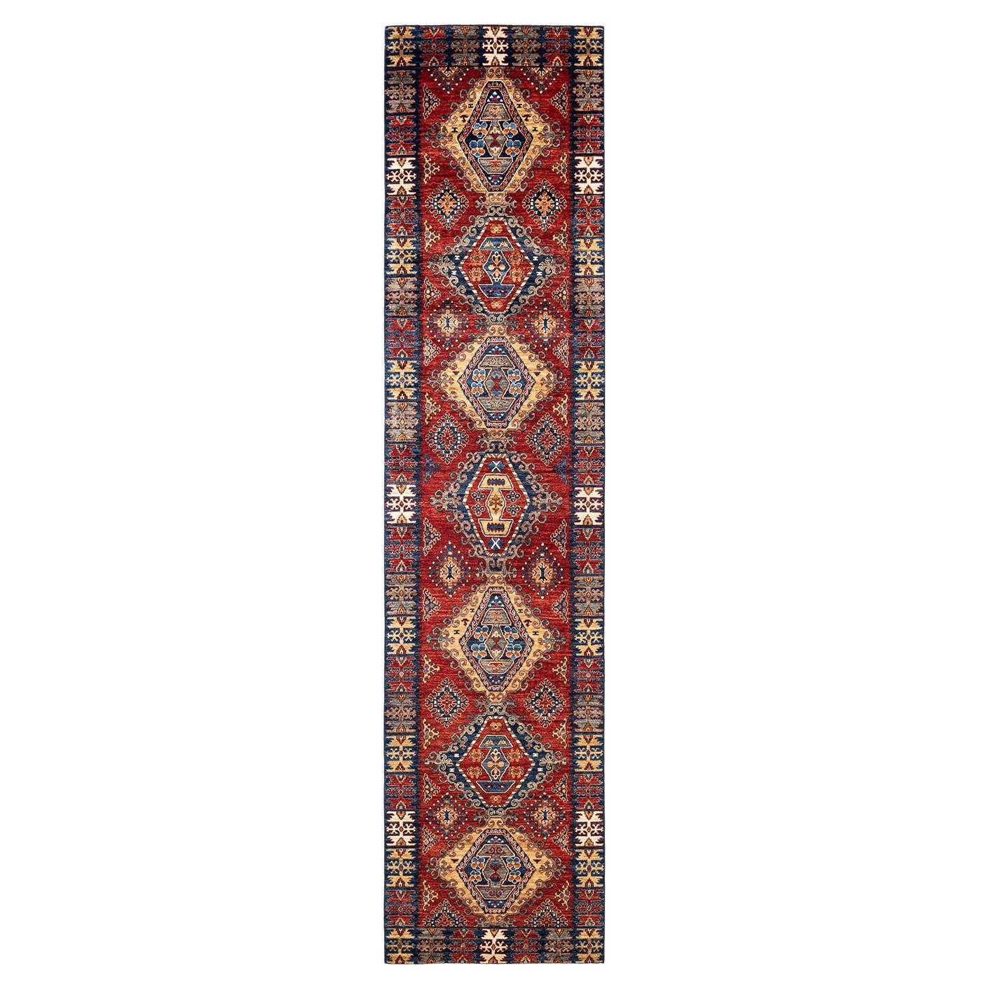 Serapi, One-of-a-Kind Hand Knotted Runner Rug, Orange, 3' 2" x 14' 2 For Sale
