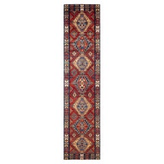 Serapi, One-of-a-Kind Hand Knotted Runner Rug, Orange, 3' 2" x 14' 2
