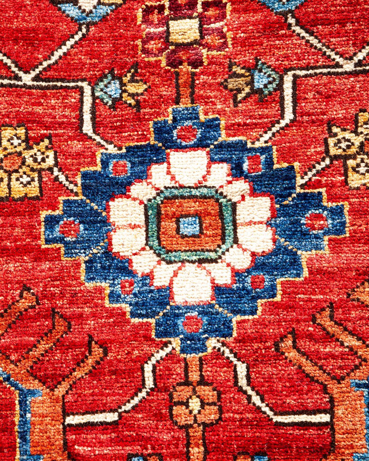 Tribal Serapi, One-of-a-Kind Hand Knotted Runner Rug, Orange For Sale