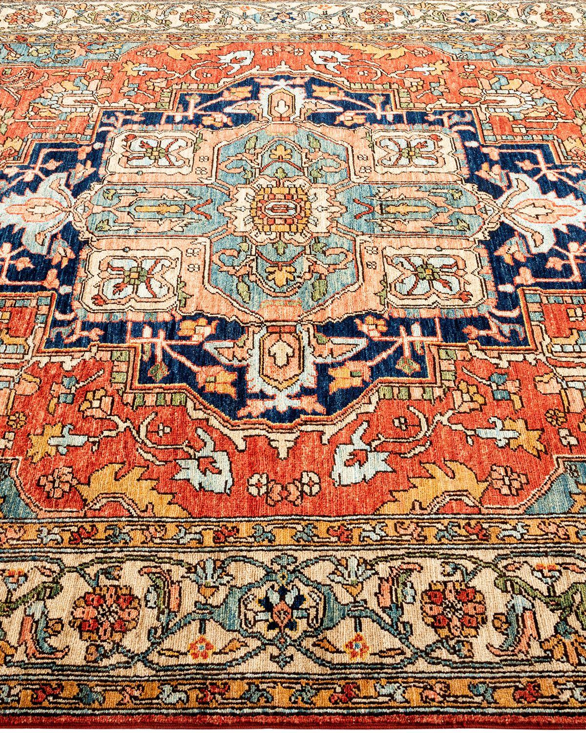 Tribal Serapi, One-of-a-kind Hand-Knotted Runner Rug, Orange For Sale