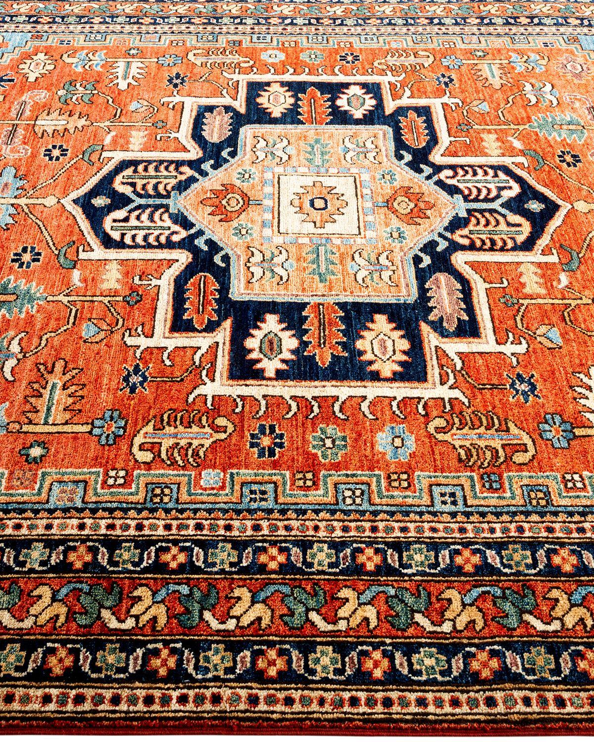 Pakistani Serapi, One-of-a-kind hand knotted Runner Rug, Orange For Sale